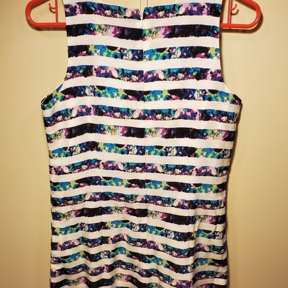 Jacob Watercolour Shift Dress with White Stripes - Picture 5 of 6